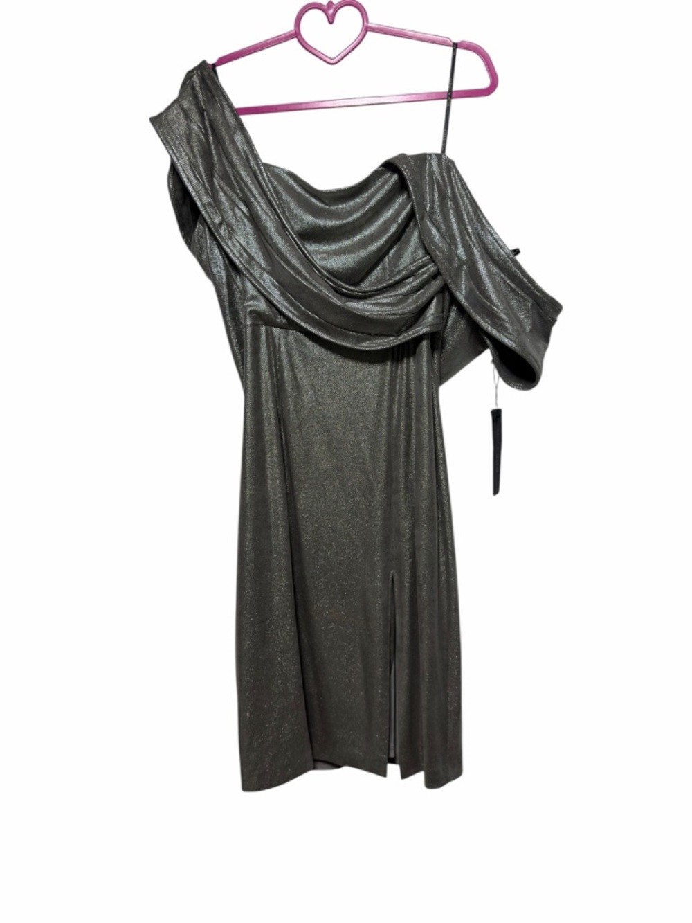 NWT Black Halo Evelina Metallic Off-Shoulder Sheath Dress Sky Dust Size 8 - Picture 6 of 12